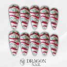 Candy Cane Confetti Press-On Nails, White Red &amp; Green Christmas Glitter Nail Set — Long Stiletto Reusable Holiday Nails