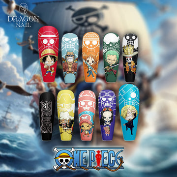 One Piece Nails – Luffy &amp; Straw Hat Crew Press-On Nail Set, Colorful Anime Pirate Design | Dragonnail