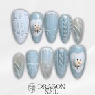 Let It Snow Press-On Nails, Blue &amp; White Winter Nail Set with 3D Snowman, Snowflakes &amp; Knit Texture — Cozy Reusable Nail Art