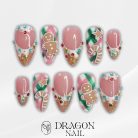 Gingerbread Candy Cane Press-On Nails, Pink Plaid Glitter Nail Set with 3D Gingerbread Men, Stars &amp; Beaded Details — Handmade Christmas Nails