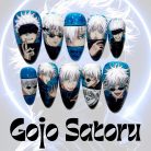 Gojo Satoru Nails – Jujutsu Kaisen JJK Press-On Nail Set, Iconic Blue Anime Design | Dragonnail