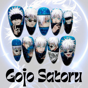 Gojo Satoru Nails – Jujutsu Kaisen JJK Press-On Nail Set, Iconic Blue Anime Design | Dragonnail
