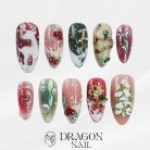 Reindeer &amp; Holly Press-On Nails, Red Green &amp; Gold Christmas Nail Set with 3D Bells, Stars &amp; Snow Details — Elegant Handmade Holiday Nails