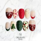 Red &amp; Green Christmas Press-On Nails, Holiday Sweater Nail Set with Tree, Candy Cane &amp; Snowflake Designs — Cozy Festive Nails for Winter