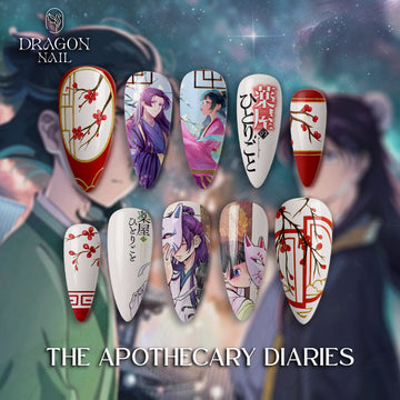 The Apothecary Diaries Nails – Maomao &amp; Jinshi Press-On Nail Set, Elegant Japanese Anime Design | Dragonnail