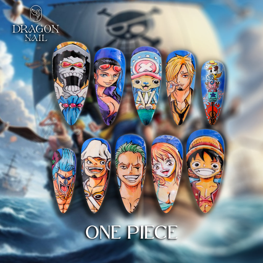 One Piece Nails – Straw Hat Crew Press-On Nail Set, Luffy &amp; Nami Anime Design | Dragonnail
