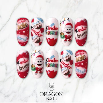 Kinder Christmas Nails, Reusable Press-On Set, Chocolate Candy Theme, Limited Edition