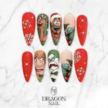 Scooby-Doo Christmas Nails, Reusable Press-On Set, Cartoon Holiday Design, Limited Edition