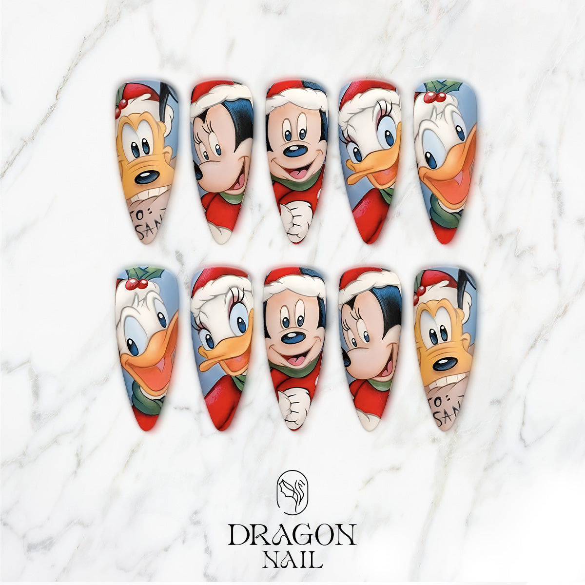 Disney Christmas Nails, Reusable Press-On Set, Mickey &amp; Friends Holiday Look, Limited Edition
