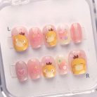 Pokémon Psyduck Nails – Pink Pastel Press-On Nail Set, Cute Kawaii Anime Design | Dragonnail