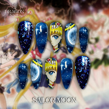 Sailor Moon Nails – Moonlight Galaxy Press-On Nail Set, Magical Anime Design | Dragonnail