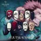 Jujutsu Kaisen Nails – Ryomen Sukuna Press-On Nail Set, Red &amp; Black Cursed Anime Design | Dragonnail