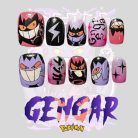 Pokémon Gengar Nails – Purple &amp; Black Press-On Nail Set, Spooky Cute Ghost Anime Design | Dragonnail