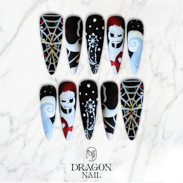 New Trending Nightmare Before Christmas Press-On Nails – Jack Skellington Santa &amp; Gothic Holiday Design