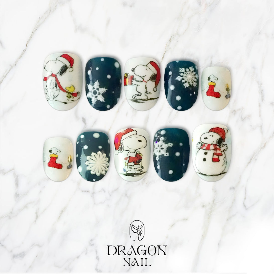 Snoopy Christmas Nails, Reusable Press-On Set, Cute Holiday Gift, Limited Edition