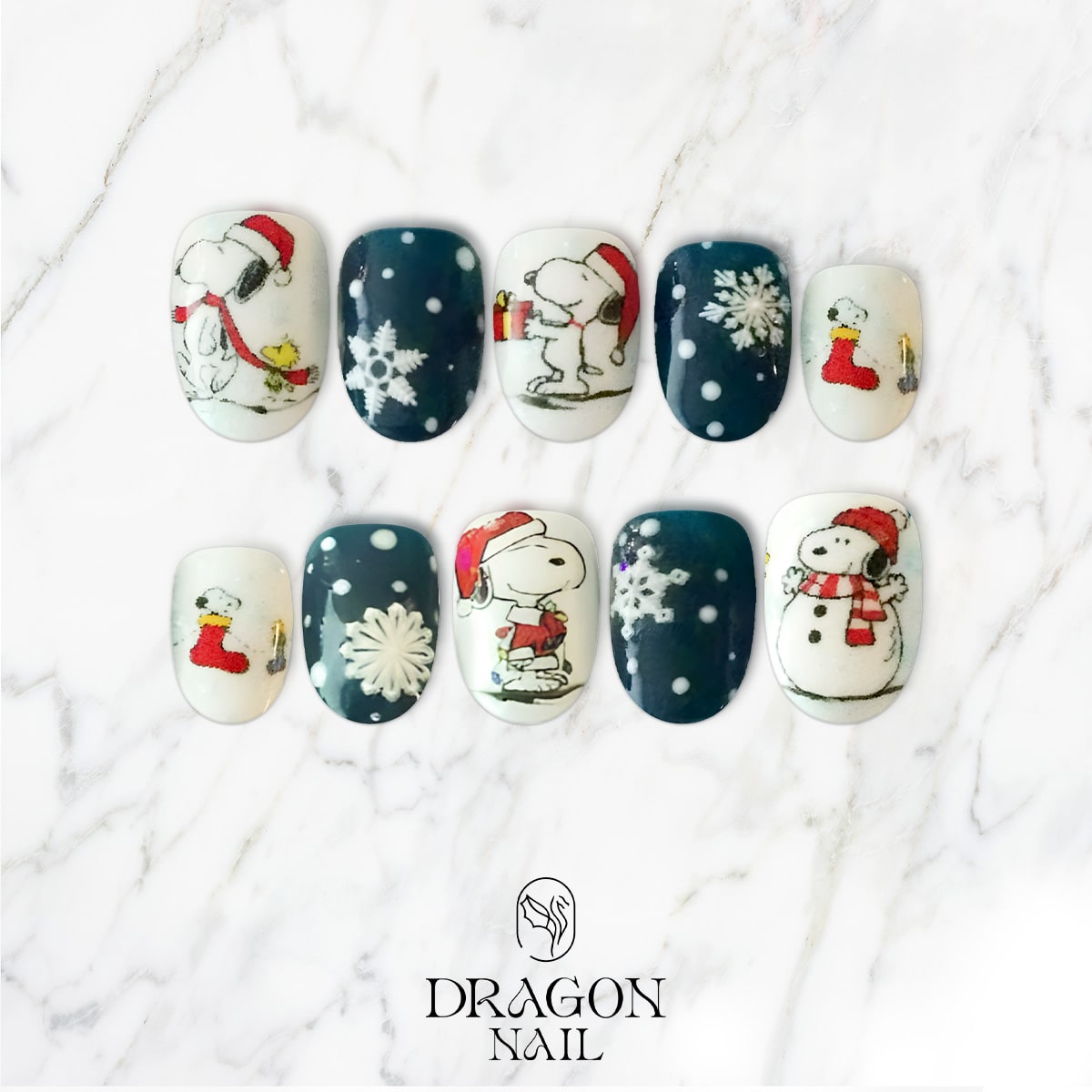 Snoopy Christmas Nails, Reusable Press-On Set, Cute Holiday Gift, Limited Edition