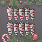 Candy Cane Confetti Press-On Nails, White Red &amp; Green Christmas Glitter Nail Set — Long Stiletto Reusable Holiday Nails