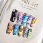 Pokémon Eeveelution Nails – Eevee, Vaporeon &amp; Jolteon Press-On Nail Set, Colorful Anime Design | Dragonnail