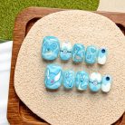 Pokémon Water Nails – Lapras &amp; Dratini Press-On Nail Set, Ocean Blue Anime Design | Dragonnail