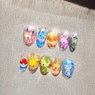 Pokémon Baby Nails – Eevee, Vulpix &amp; Squirtle Press-On Nail Set, Cute Pastel Anime Design | Dragonnail