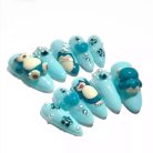 Pokémon Snorlax Nails – 3D Blue Press-On Nail Set, Cute Sleeping Anime Design | Dragonnail