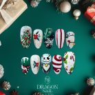 Christmas Press-On Nails with Jack Skellington, Candy Cane Swirls, Snowflakes &amp; Holiday Lights – Hand-Painted Reusable Set
