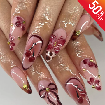 Cherry Cute 3D Press On Nails | Colorful and Playful Fake Nails | Custom 3D Animal and Bow Nail Art | Handcrafted Kawaii Nail Art