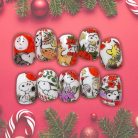 Snoopy Hand-Painted Press-On Nails, Cute Floral &amp; Animal Theme Nail Art, Japanese-Style Nature Nails with Snoopy &amp; Woodstock