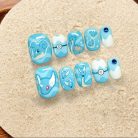 Pokémon Water Nails – Lapras &amp; Dratini Press-On Nail Set, Ocean Blue Anime Design | Dragonnail