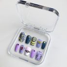 Pokémon Espeon &amp; Umbreon Nails – Purple &amp; Black Gem Press-On Nail Set, Elegant Anime Design | Dragonnail