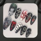 Tokyo Ghoul Nails – Black &amp; White Gothic Press-On Nail Set, Horror Blood Anime Design | Dragonnail