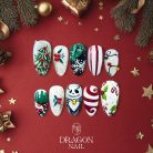Christmas Press-On Nails with Jack Skellington, Candy Cane Swirls, Snowflakes &amp; Holiday Lights – Hand-Painted Reusable Set