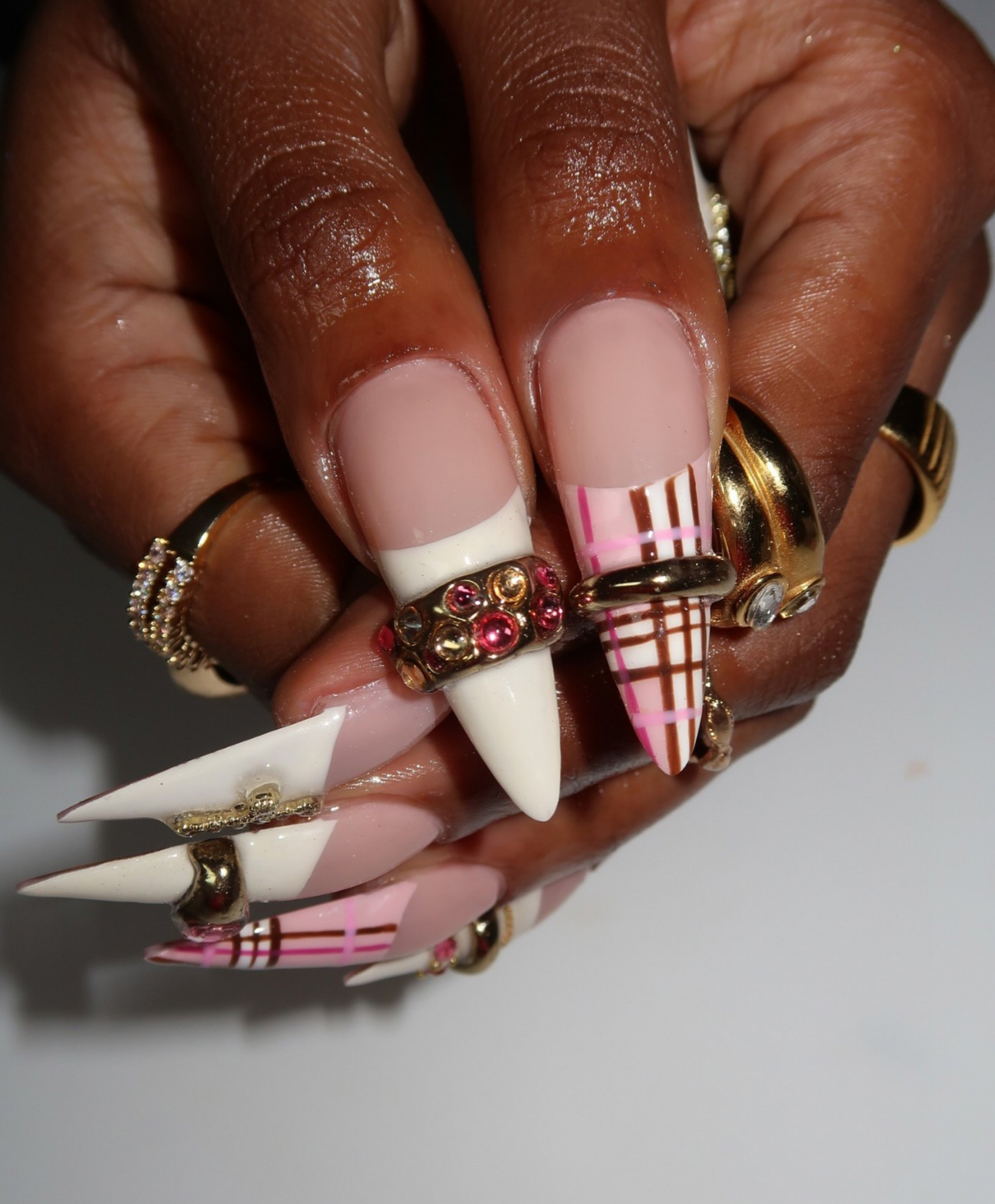 Hand-Painted 3D Sweater & Leopard Print Deep Red Stiletto Press On Nails - Luxury Gothic Gold Cross & Rhinestone Nails for Valentine, Party