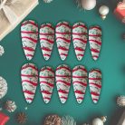 Candy Cane Confetti Press-On Nails, White Red &amp; Green Christmas Glitter Nail Set — Long Stiletto Reusable Holiday Nails