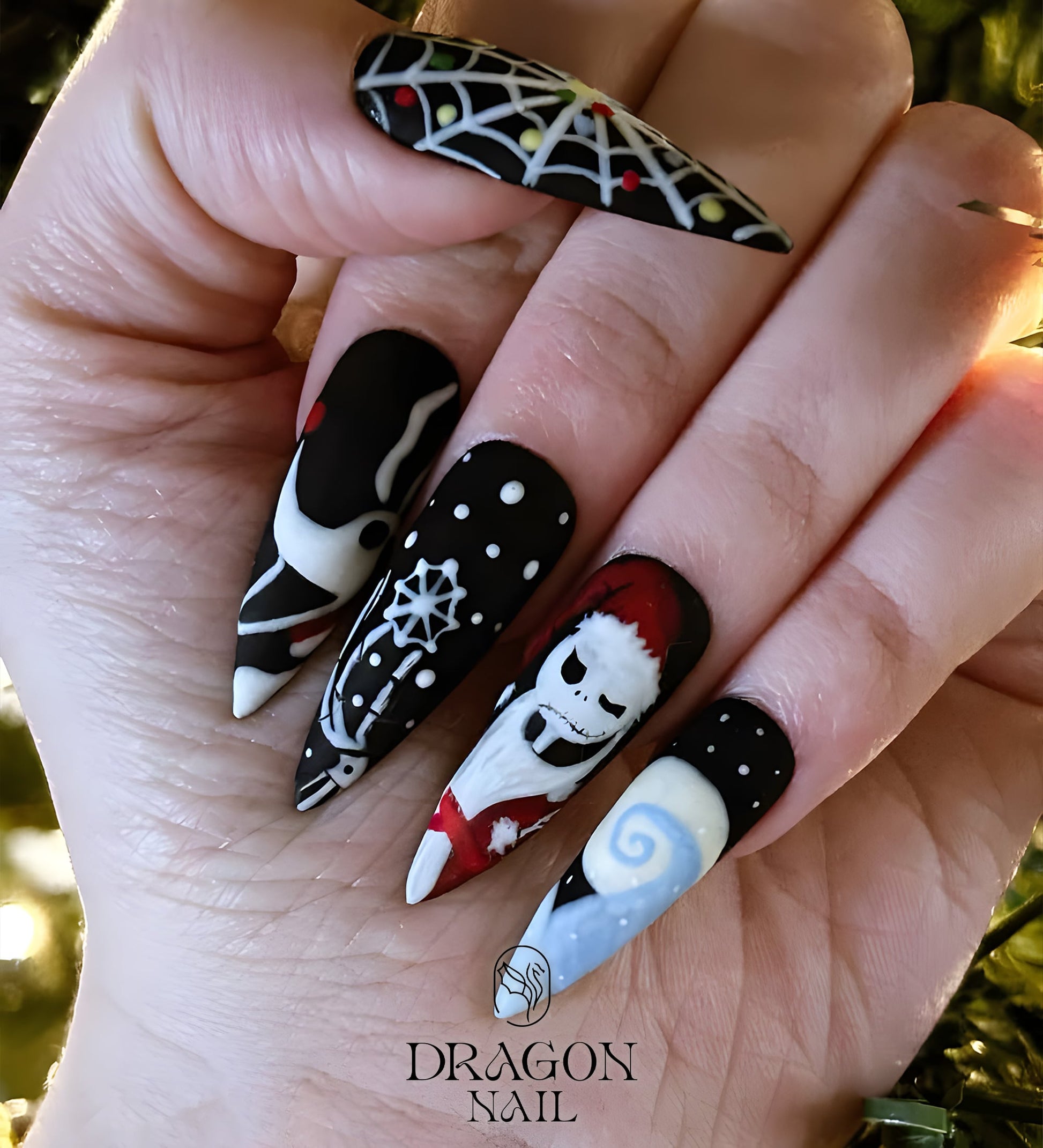 New Trending Nightmare Before Christmas Press-On Nails – Jack Skellington Santa &amp; Gothic Holiday Design