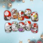 Snoopy Hand-Painted Press-On Nails, Cute Floral &amp; Animal Theme Nail Art, Japanese-Style Nature Nails with Snoopy &amp; Woodstock