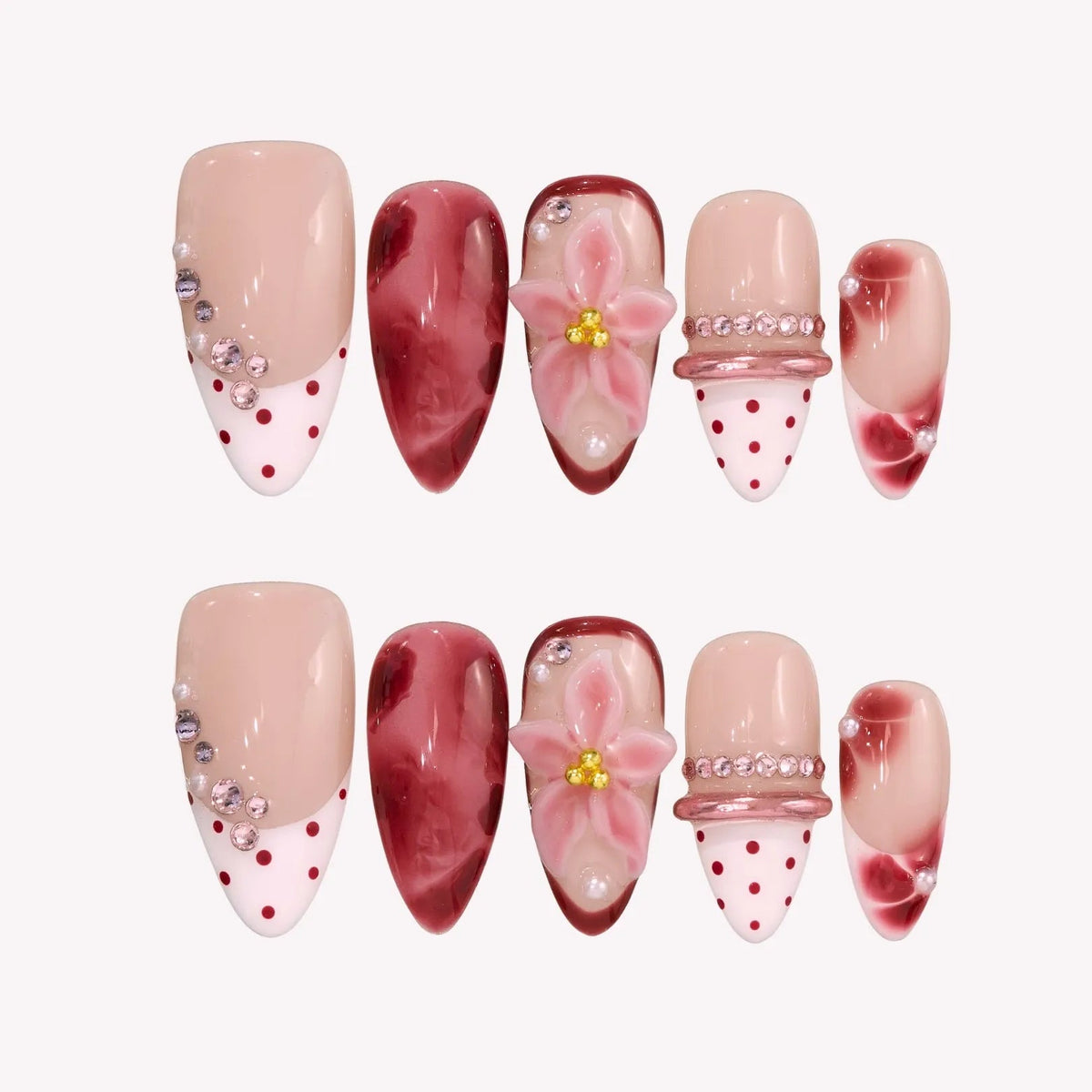 Elegant 3D Floral Press On Nails Collection