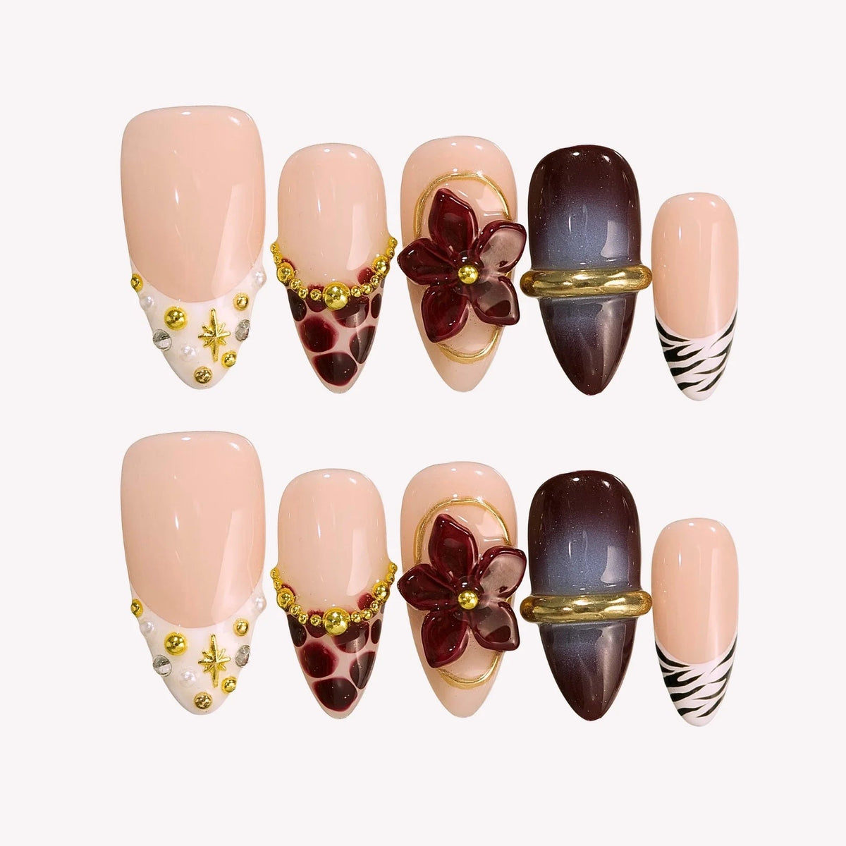 Elegant 3D Floral Press On Nails Collection