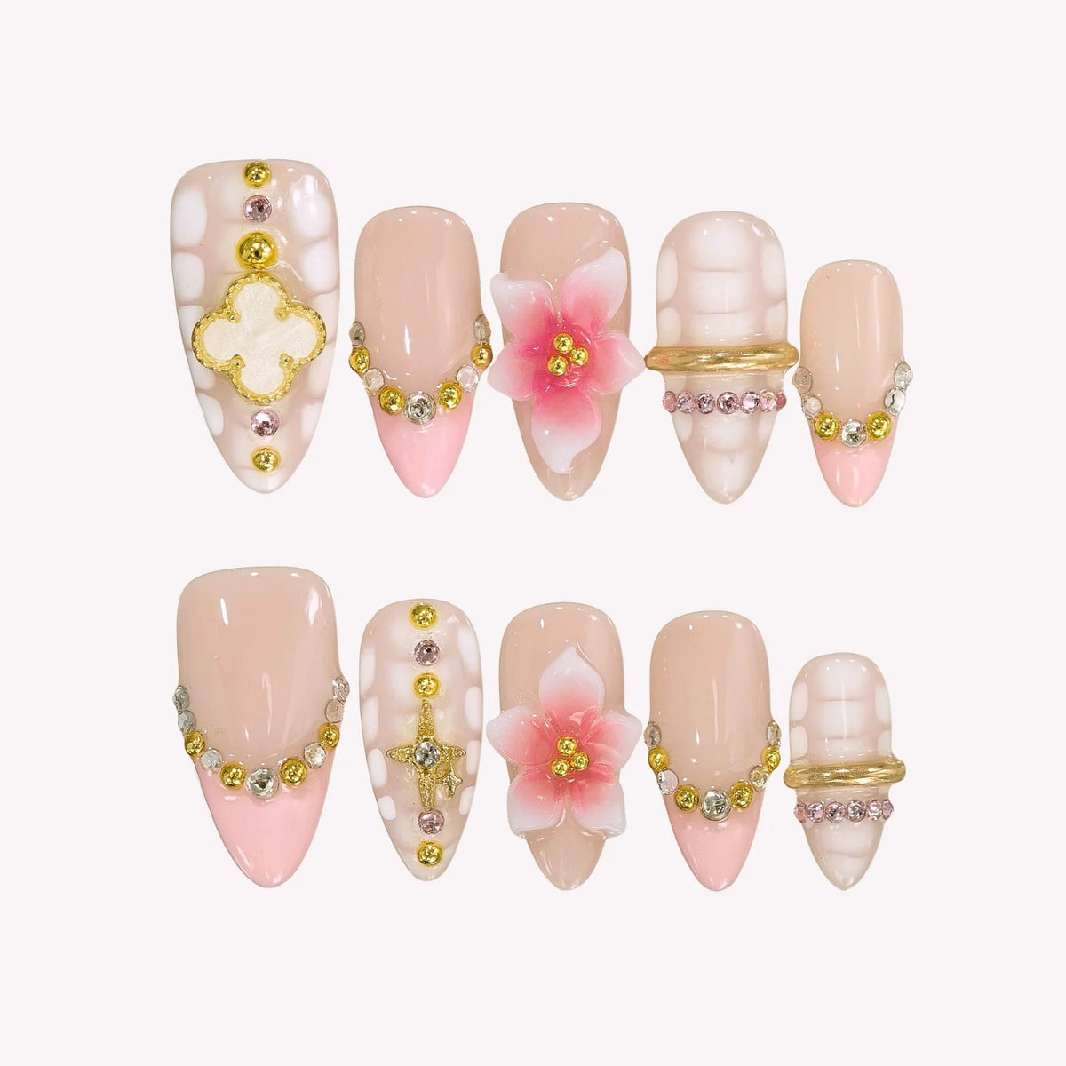 Elegant 3D Floral Press On Nails Collection