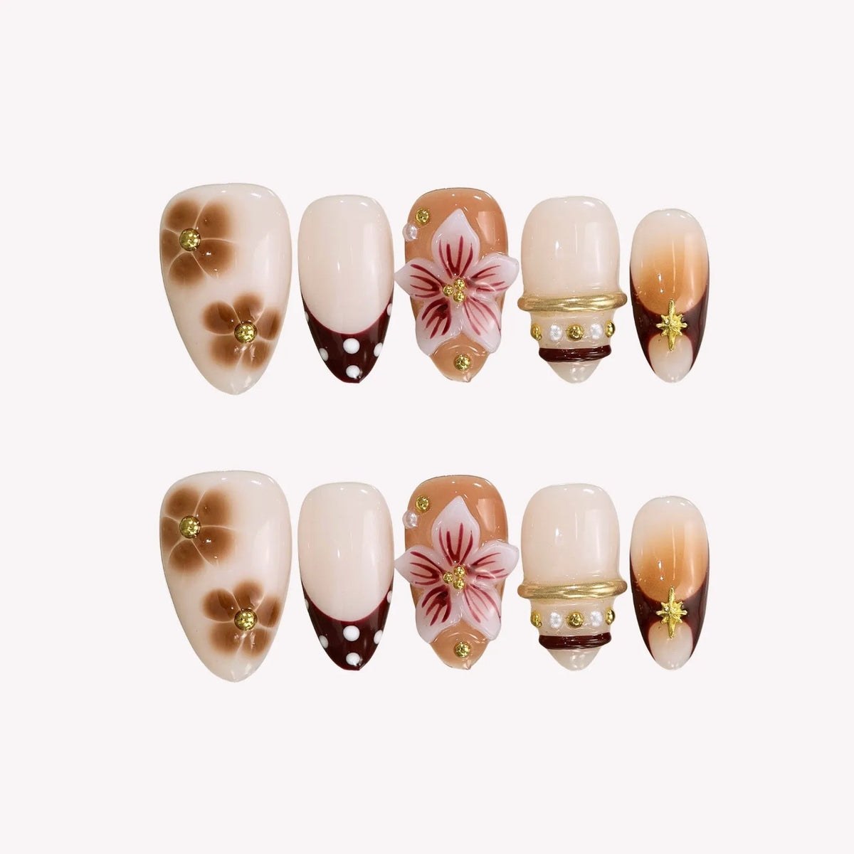 Elegant 3D Floral Press On Nails Collection