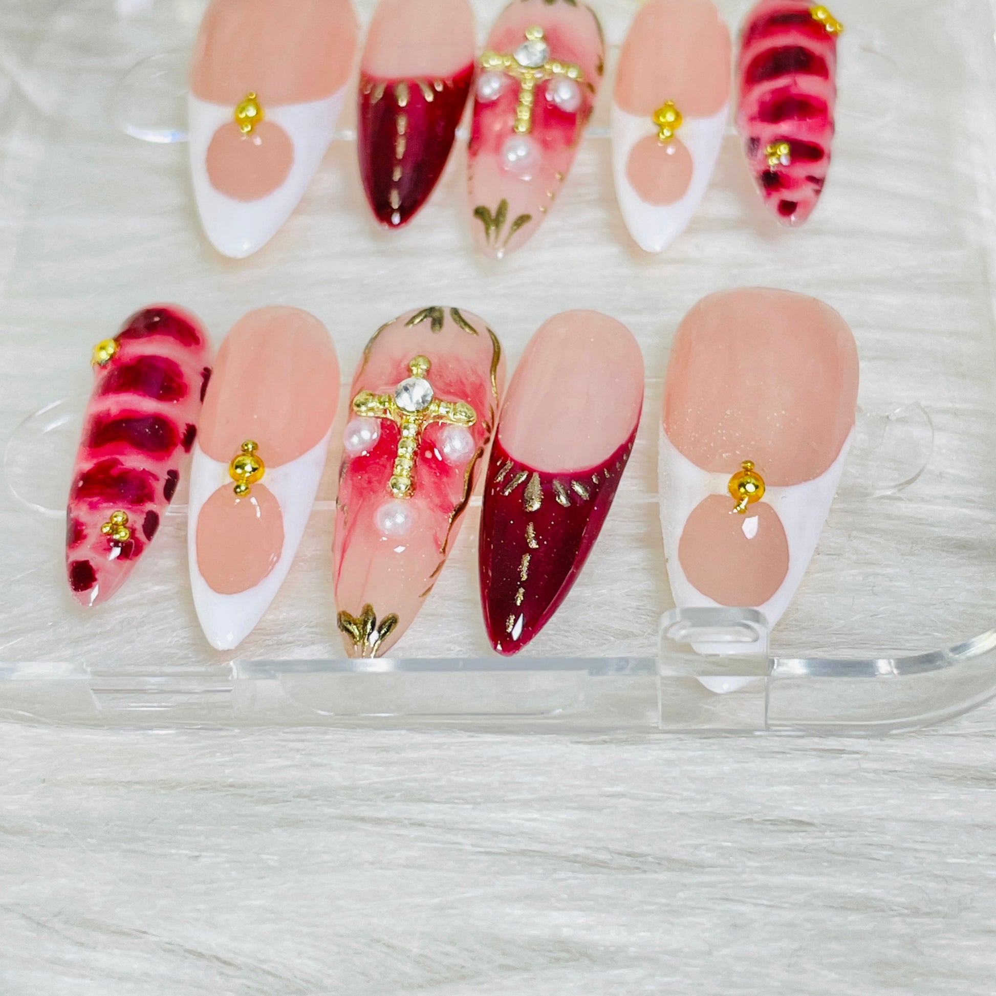 Divine Bloom Cross Charms &amp; Gothic Red