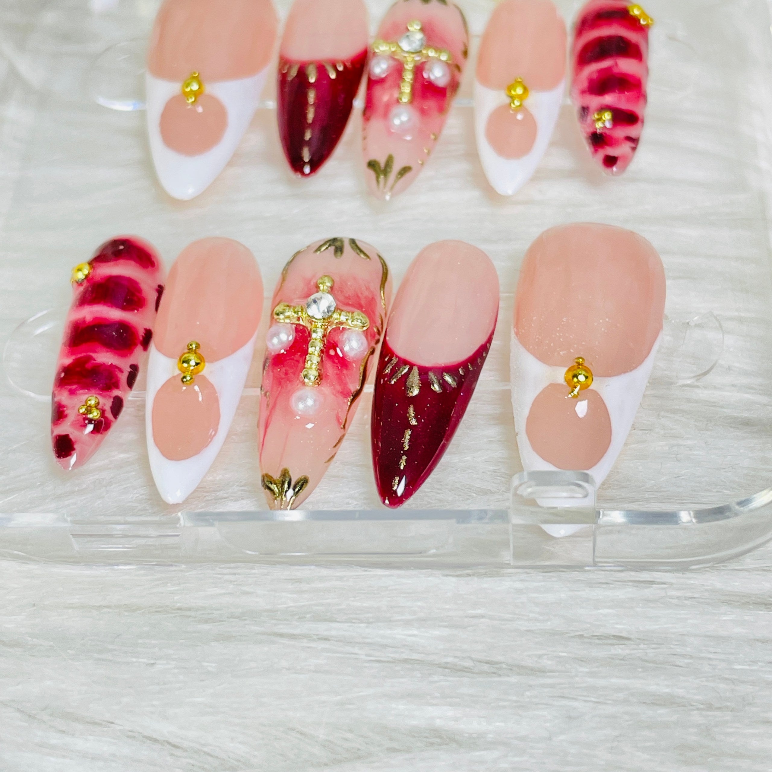 Divine Bloom Cross Charms &amp; Gothic Red