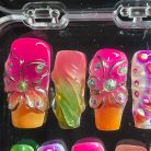 Tropical Bloom Gradient Sunset and 3D Floral