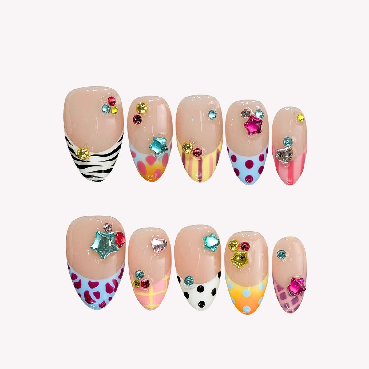 Trendy Y2K Back To School Press On Nails Collection - Medium Almond