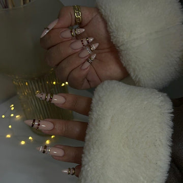 Gold Wire Wrapped Press On Nails | Luxury Marble Nail Art | Edgy Glam Fake Nails | Sculptural Nail Design Nails | Trendy Nail Art