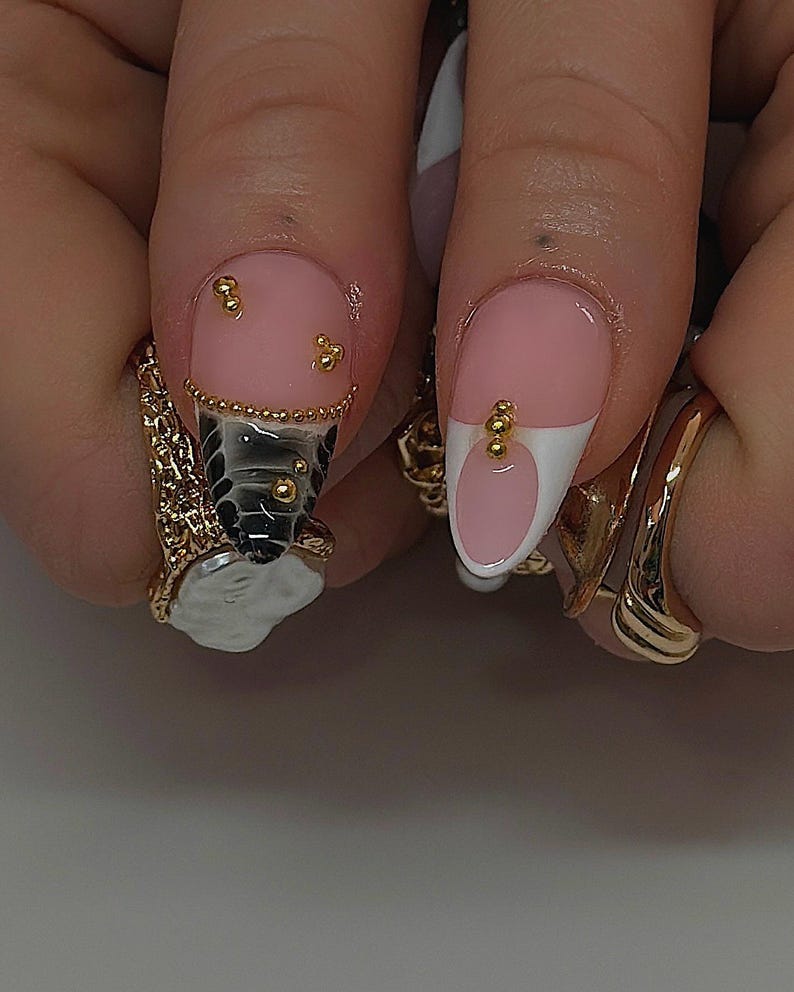 Safari Wild Animal Print Nails | Leopard Zebra Press On Nails | Handmade Fake Nails | Custom Press On Nails | Acrylic Nails | New Year Nails