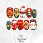 3D Christmas Press-On Nails, Cute Santa, Snowman &amp; Gingerbread Holiday Nail Set, Red &amp; Green Festive Nails