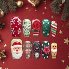 Festive Christmas Press-On Nails, Santa &amp; Gingerbread 3D Nail Set with Snowflake, Bow &amp; Candy Stripe Designs