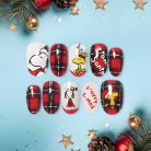 Snoopy Christmas Press-On Nails, Red Plaid &amp; Cartoon Holiday Nail Set, Cute “Merry X-Mas” Winter Nails
