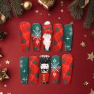 Plaid Nutcracker &amp; Gnome Christmas Press-On Nails, Red &amp; Green Matte Holiday Nail Set with 3D Figures and Snowflake Patterns — Festive Handmade Nails